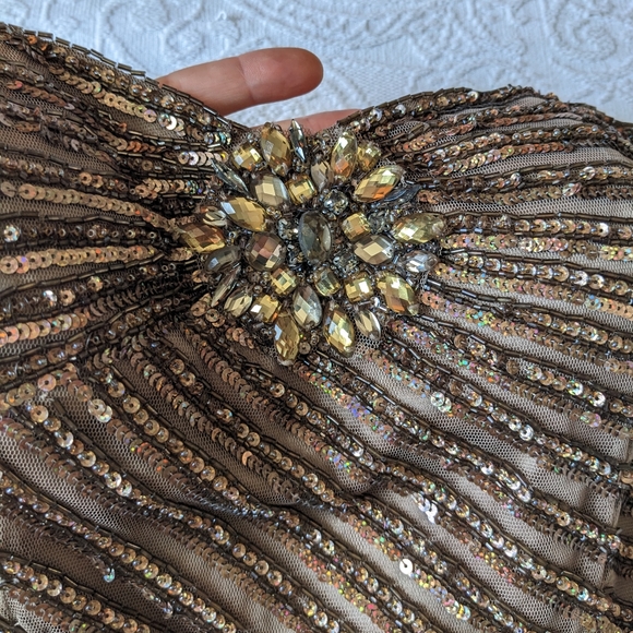 Strapless Champagne Formal Prom Dress - Picture 5 of 10